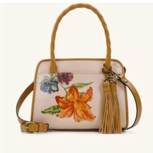Patricia Nash*  Bag Paris SatchelParisian Floral Spot Print Cream w Tassel NEW